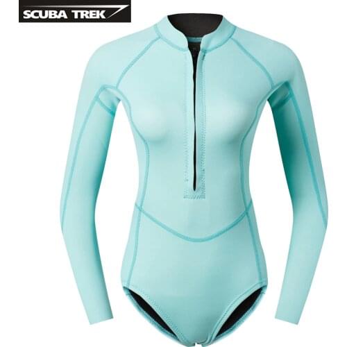 Womens Shorty Wetsuit Long Sleeve 1.5MM Neoprene Back Zip Winter Swimwear Long Sleeve Diving Snorkeling Surfing Swimwear