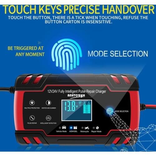 12v 24V 8A Battery Charger Pulse Repair LCD Display Smart Fast Charge AGM Deep Cycle GEL Lead-Acid Automatic Car Battery Charger