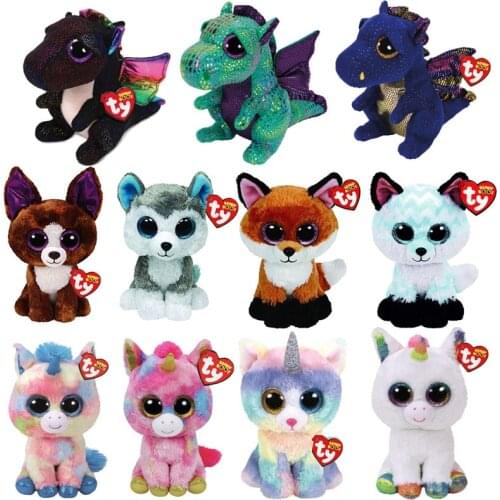 15cm Ty Big Eyes Unicorn Penguin Giraffe Plush Stuffed Animal Monkey Zebra Collectible Doll Toy Boy Girl Gift