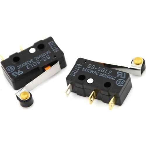2pcs/lot SS-5GL2 Microswitch Hinge Roller Lever SPDT 3Pin Subminiature Basic Limit Switch