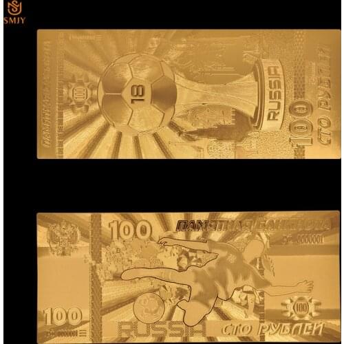 2018 Russia World Cup Football Note 100 Ruble Gold Banknote Paper Money Collection For Business Gifts