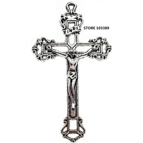 Free shipping 30pcs/pack zinc alloy rosary cross italy cross religious crucifix in antique silver color