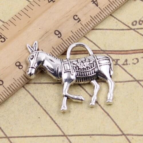 10pcs Charms Donkey Burro Neddy Jackass 33x30mm Antique Bronze Silver Color Pendants Making DIY Handmade Tibetan Finding Jewelry