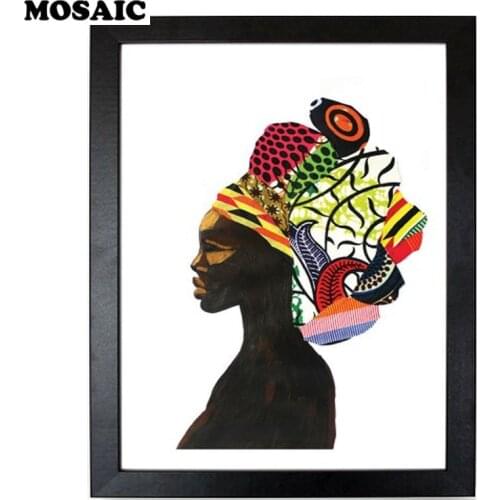 Diy Diamond Embroidery African Woman with Colourful Head Tie Art picture Rhinestone Full round Diamond Painting cross stitch