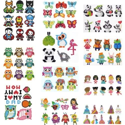 DIY Diamond Painting stickers Animal Owl Butterfly For Children Round Diamond Sticker Double Sided Stickers Kits toys Cups Decor