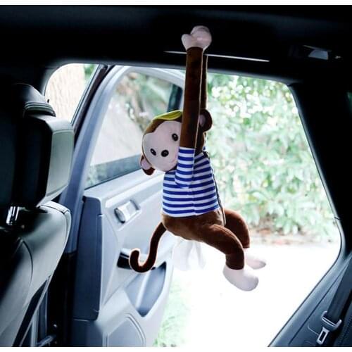 Car Interior Car Tissue Box Creative Pipi Monkey Plush Tissue Pumping Monkey Household Car with Pumping Hanging Tissue V6X9
