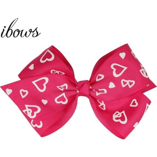 5 Inch Valentines Day Hair Bow With Clips Handmade Grosgrain Ribbon Hairgrips Sweet Festival Gift For Girls Hair Accessories