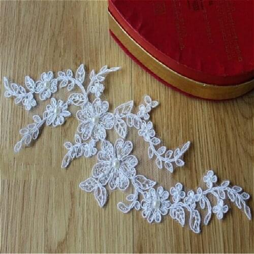 Off-white Wedding Dress Applique DIY Bride Hair Accessory Lace Fabric Patch 10pcs/lot