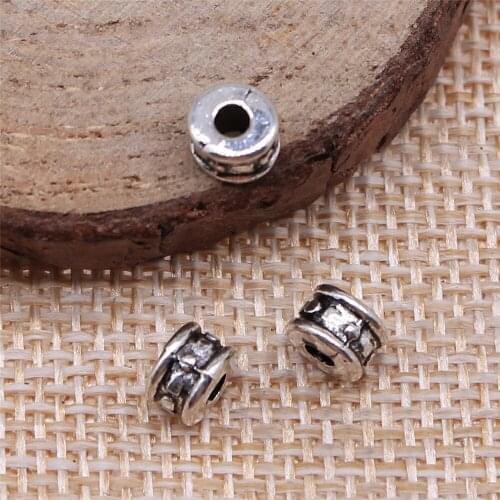 Free shipping 130pcs 6x6x4mm antique silver Spacer beads charms diy retro jewelry fit Earring keychain hair card pendant