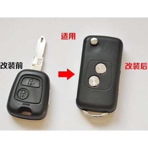 Free Shipping ! 2 Buttons Modified Flip Folding Remote Key Case Shell Cover Blank For Peugeot 206