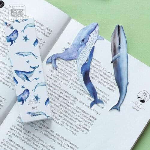 30pcs/pack Creative Big Miracle Whale Fish Paper Bookmark Stationery Bookmarks Book Holder Message Card School Supplies Papelar