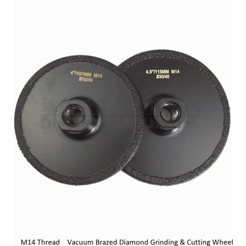 DIATOOL 2pcs/pk Vacuum Brazed diamond flat grinding wheel (4"+4.5") M14 #30/40 coarse Shaping disc for granite marble