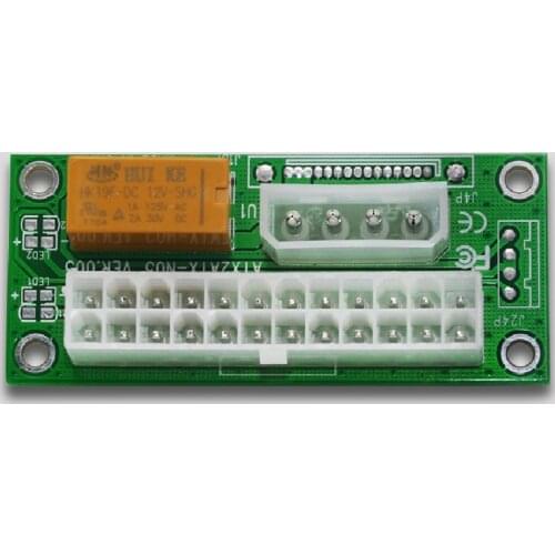 Dual PSU Adapter ATX 24Pin to 4Pin Molex Power Supply Sync Starter Card Extension Cable ADD2PSU Module for Bitcoin Mining Miner