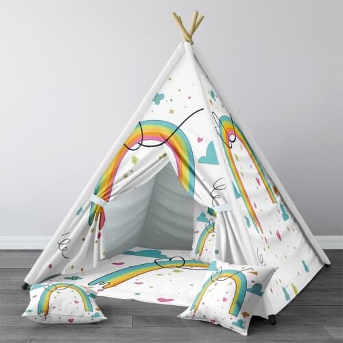 Play Tent for Kids Wigwam Portable Indoor Playground Tents Children Bedrooms White Happiness Cloud Dot Stars Flowers Pattern 1386