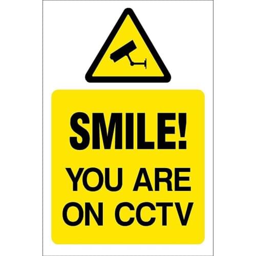 House number Smile you are on CCTV Plastic Sign - Security, Camera, Closed Circuit TV, Warning Safety Door sign