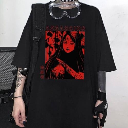Summer Gothic Tomie T-shirt streetwear tops casual female letter punk loose large size Harajuku Dark tees Ulzzang women clothing