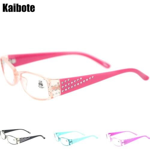 Kaibote Eso-R175099 Fashion Womens Reading Glasses Rectangular Frame Drill Ladies Quality Presbyopic Eyeglasses with Soft Pouch