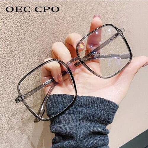 OEC CPO Fashion Oversized Blue Light Glasses Women Square Transparent Goggles Men Eyewear Anti Blue Clear Lens Eyeglasses O742