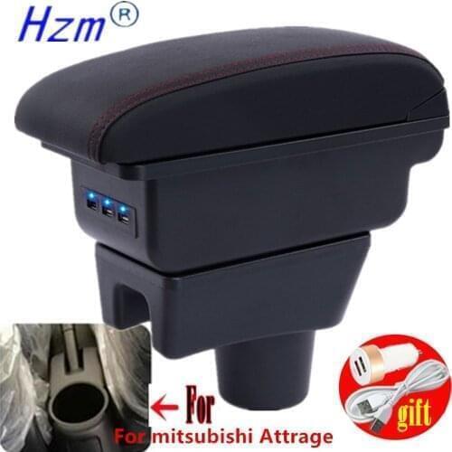 Armrest box For Mitsubishi Attrage Mirage Large space Center Centre Console Storage Box with USB LED