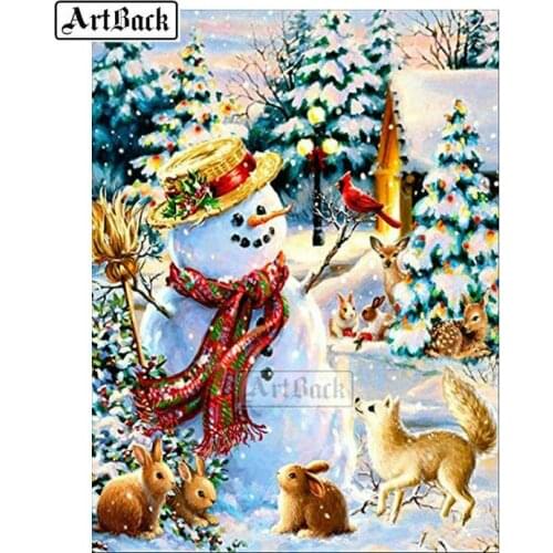 Full square / round drill 5d diamond painting snowman animal diamond embroidery 3d rhinestone mosaic christmas gift