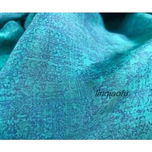 Ramie clear dark green abstract pattern cloth dress robe high-end fabric High-end linen fabric