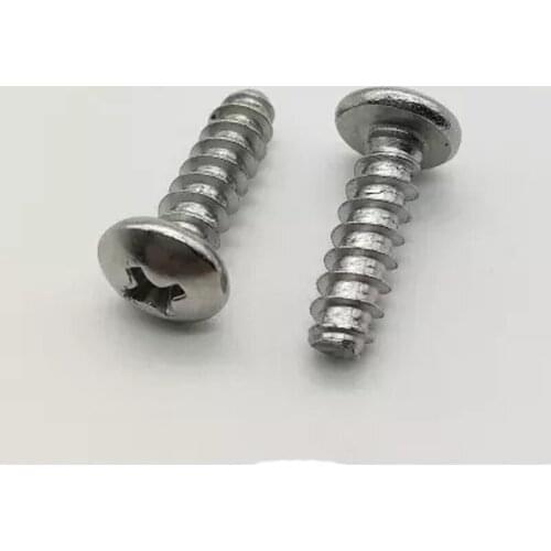 50pcs M2.3 Nickel plated GB845 Round head Phillips Flat tail self tapping screw 5mm-12mm Length
