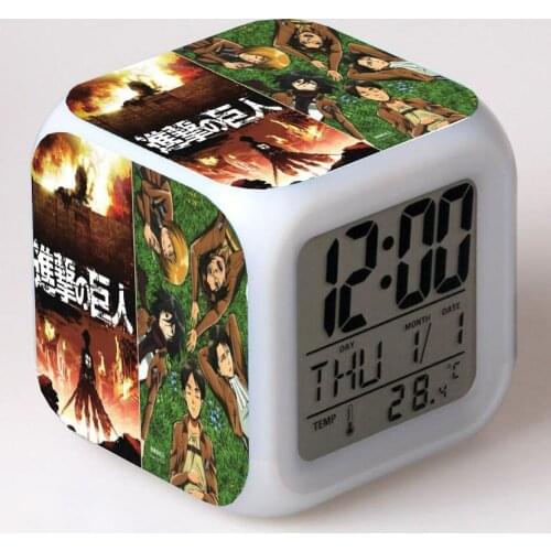 Anime Attack on Titan Cartoon LED 7 Color Flash Digital Alarm Clocks Night Light Bedroom Desk Clock despertador Alarm-Clock