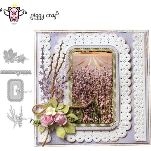 Piggy Craft metal cutting dies cut die mold Flower leaf lace frame edge Scrapbook paper craft knife mould blade punch stencils