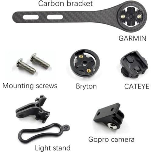 Carbon Fiber Bicycle Road Bike Cycling Computer Stopwatch Speedometer Mount Holder for Garmin Cateye Bryton Gopro Light Holder