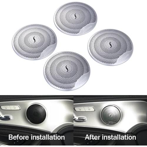 High Grade Car Audio Speaker Decor For Mercedes Benz 2015 C GLC E Car Door Loudspeaker Trim Covers Car Styling 4PCS