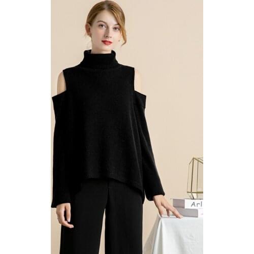New 2021 Spring Hollow out High Neck Thick Loose sweater Elegant Turtleneck Pullover One Size