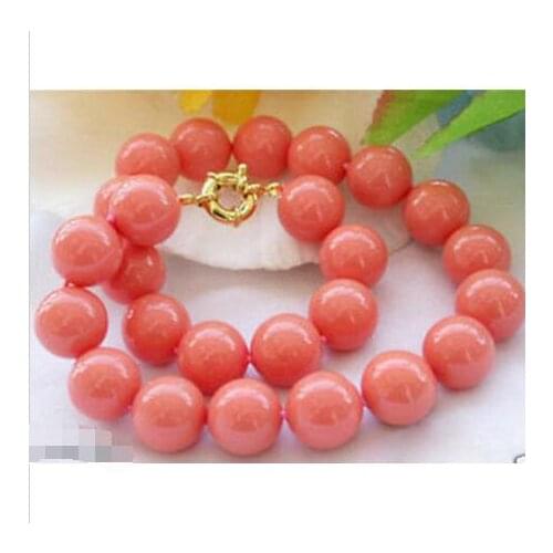 Women Gift word Love shipping Wholesale price 16new ^^^^12mm South Sea Coral Color Shell Pearl Necklace AAA jewelry