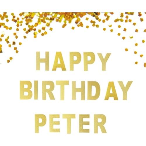 1 set Personalized Birthday Banner Happy Birthday+Name Custom Glitter Gold Birthday Banner with Name (Name within 10 Letters)