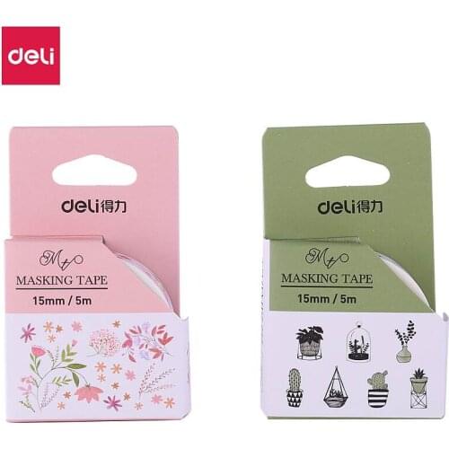 1PCS Deli HZ023 15mmx5m Decorative Tape solid Paper washi tape Scrapbooking Sticker Label Masking Tape kinds of patterns
