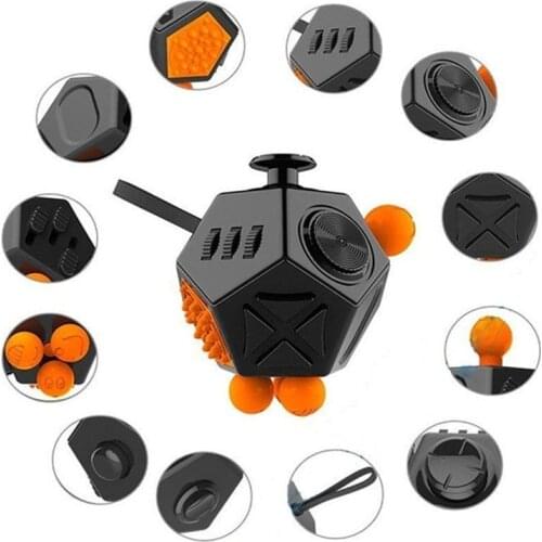 ZK30 12-Sided Decompression Cube Anxiety Relief Finger Toy Magic Anti Stress Dice Finger Cube Child/Adult Fun Toy Fast Shipping