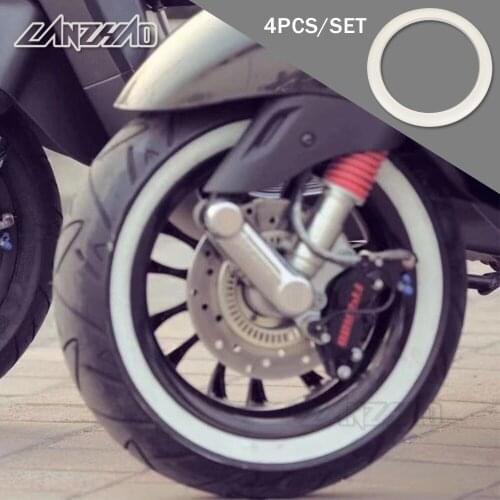 4pcs/set 12" White Retro Rubber Tyre Wheel Hub Side Sticker Ring for Piaggio Vespa GTS GTV SPRINT PRIMAVERA 150 12 INCH SCOOTERS