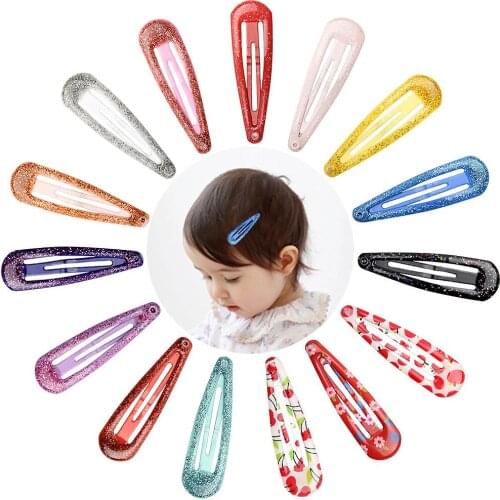 5cm Korea wind flash powder drops oil hairpin gold powder cute children BB clip bangs hairpin hair accessories 15pcs/lot