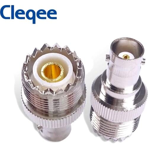 Cleqee 1PC BNC Female Jack To UHF Female PL-259 Adapter Straight Type RF Coax Adapter Connector C20068