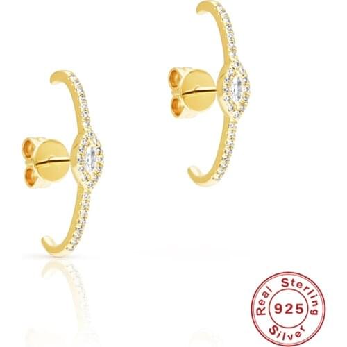 AIDE 925 Silver Earrings For Women 2021 Trend Crystal CZ Hook Stud Earring Fine Jewelry Zircon Pendientes Brincos Aretes Gifts