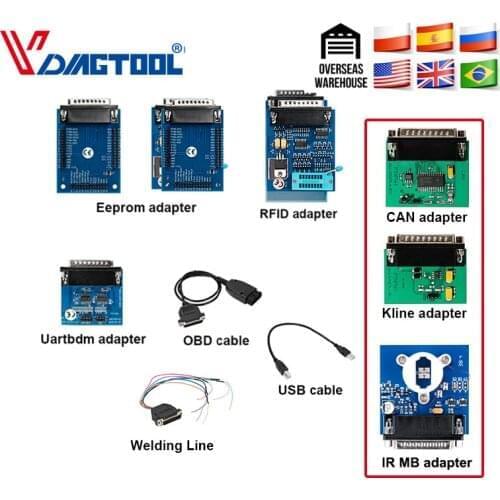 IPROG Pro v85 accessories &CAN adapter MB IR Welding Line OBD2 Cables USB Cables RFID Adapter PCF79XX SD Reader