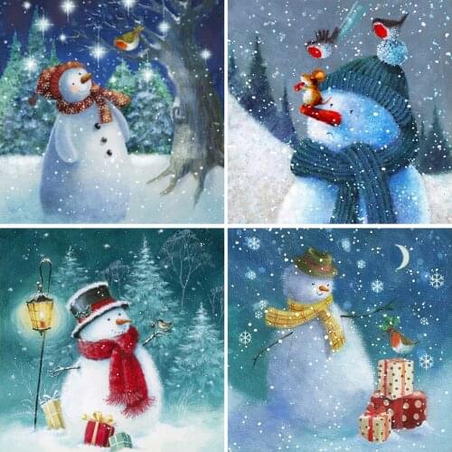 2021 New 5D DIY Diamond Painting Winter Full Square Diamond Mosaic Snowman Picture Needlework Cross Stitch Kit Home Decor Gift