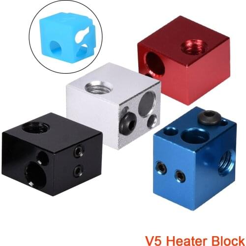 V5 Heater Block Aluminum For V5 Hotend Silicone Sock Cover Bowden Extruder 3D Printer Parts Heat Block V6 J-head Heatsink PT100