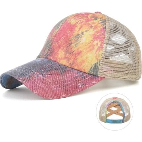 Ponytail Baseball Cap Distressed Messy Bun Criss Cross Ponycap Mesh Truck Hat Cotton Ponytail Hat Bundle Hair Tie