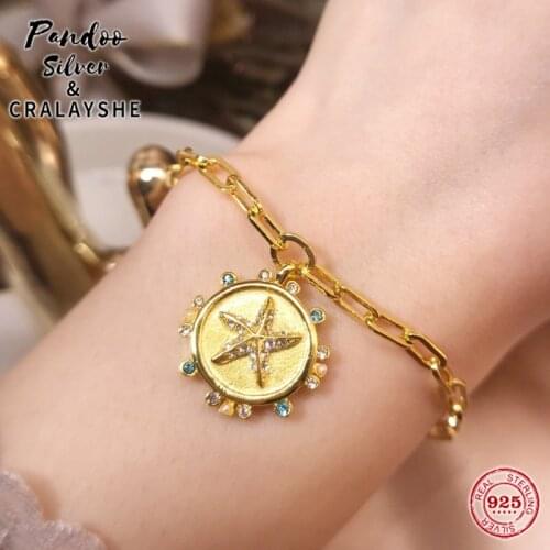 Trend S925 Sterling Silver Jewelry 1:1 Copy,THE ELEMENT Water Signs Starfish Magnetic Clasp Bracelet Gift For Female With Logo