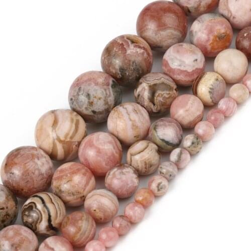 AAA Natural Stone Beads Argentina Rhodochrosite Round Beads for Jewelry Making Bracelets Needlework DIY Accessories 7.5inches
