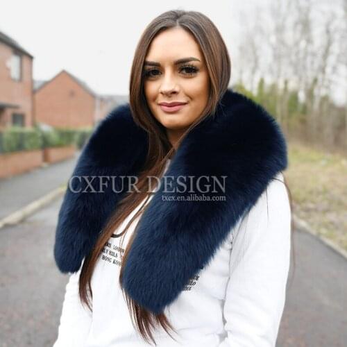 CX-B-06C Luxury Women Winter Fur Shawls for Party Real Fox Fur Scarf Collar