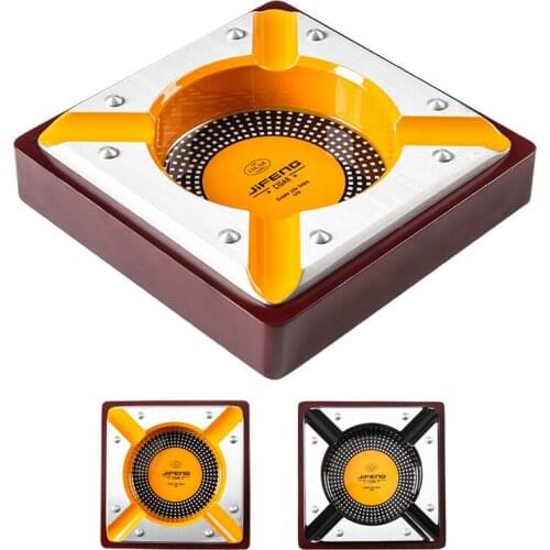 Wooden Cigar Ashtray Hold 4 Cigars Travel Outdoor Metal Cigar Ash tray Patio Home Table Cigar Accessories