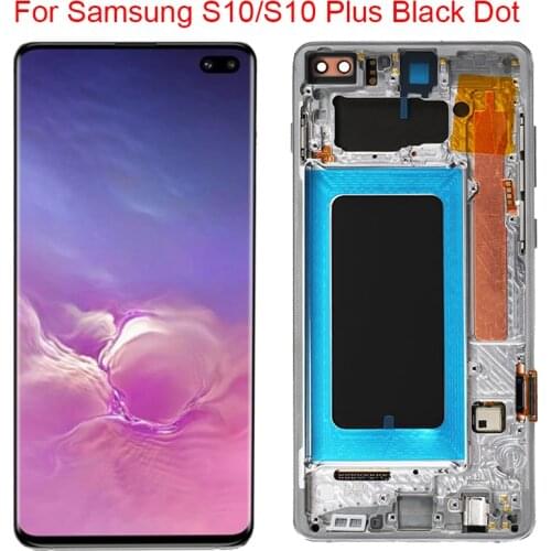 Original Galaxy S10 LCD For Samsung S10 Plus Display With Frame Super AMOLED S10 SM-G973A G975F LCD Touch Screen Black Dot