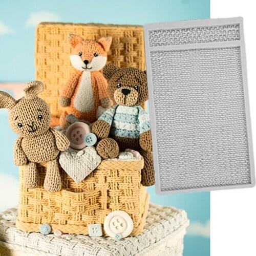 Knitted Piece Molds Fondant Cake Decorating Tools Silicone Molds Sugarcrafts Chocolate Baking Tools for Cakes Gumpaste Form