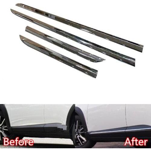 For Mazda CX-3 2016-2018 ABS Chrome Car Outer Door Side Lining Body Molding Strip Cover Trim Car Accessories Styling 4Pcs/set
